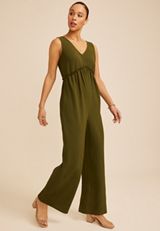 Bare Cool Crepe V Neck Jumpsuit, C186, small