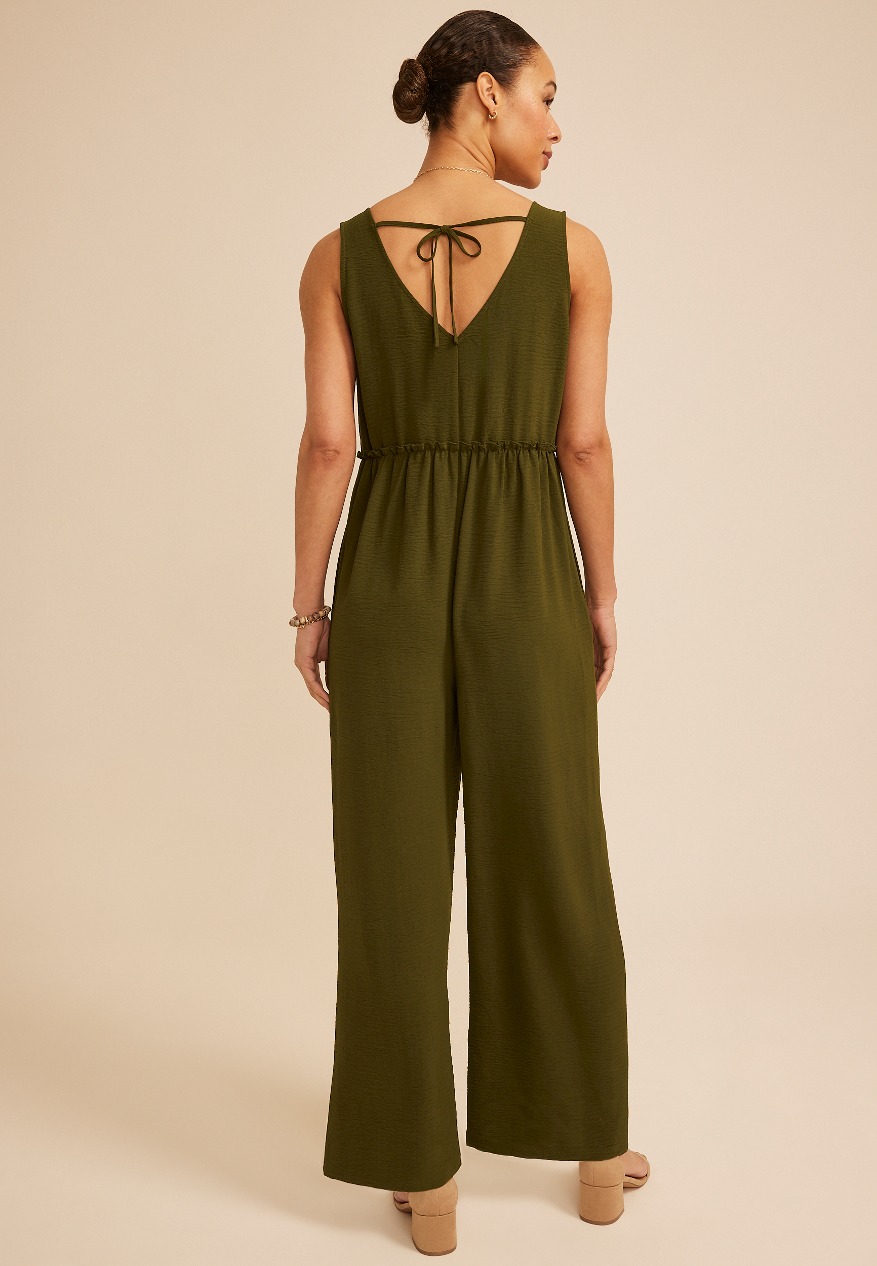 Bare Cool Crepe V Neck Jumpsuit, C186, large