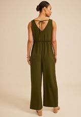 Bare Cool Crepe V Neck Jumpsuit, C186, small