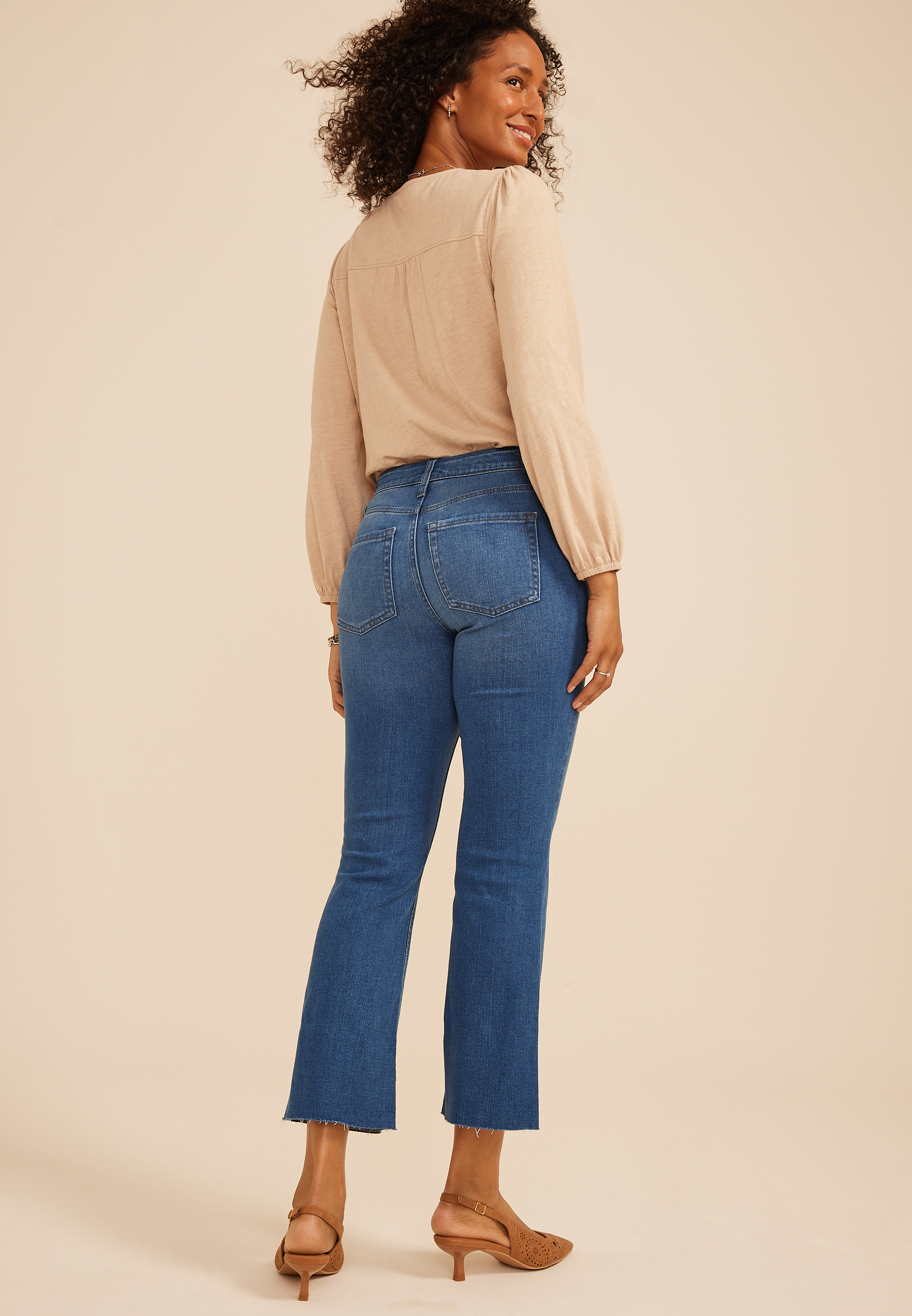 m jeans by maurices&trade; High Rise Patch Pocket Crop Kick Flare Jean, C3337, large