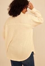 Plus Size Open Stitch Button Front Shacket, C183, small
