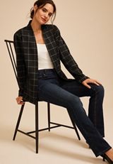 Windowpane Plaid Collarless Blazer, C1756, small