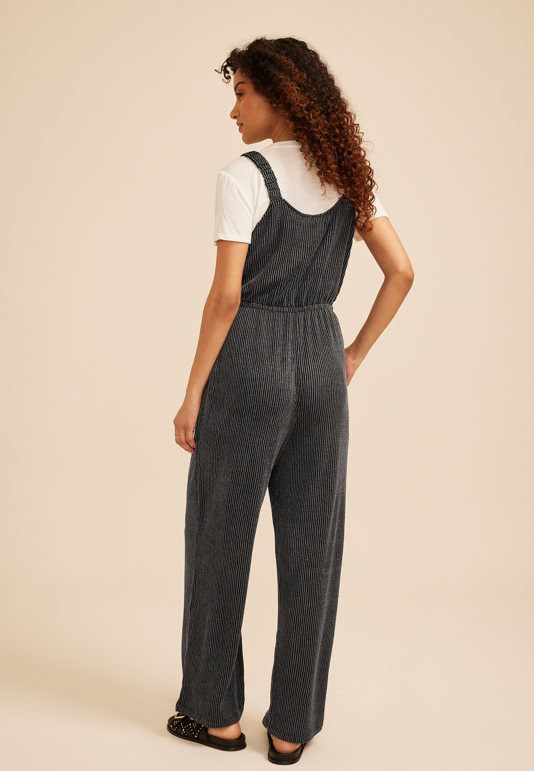 Textured Wavy Ribbed Jumpsuit, C106, large