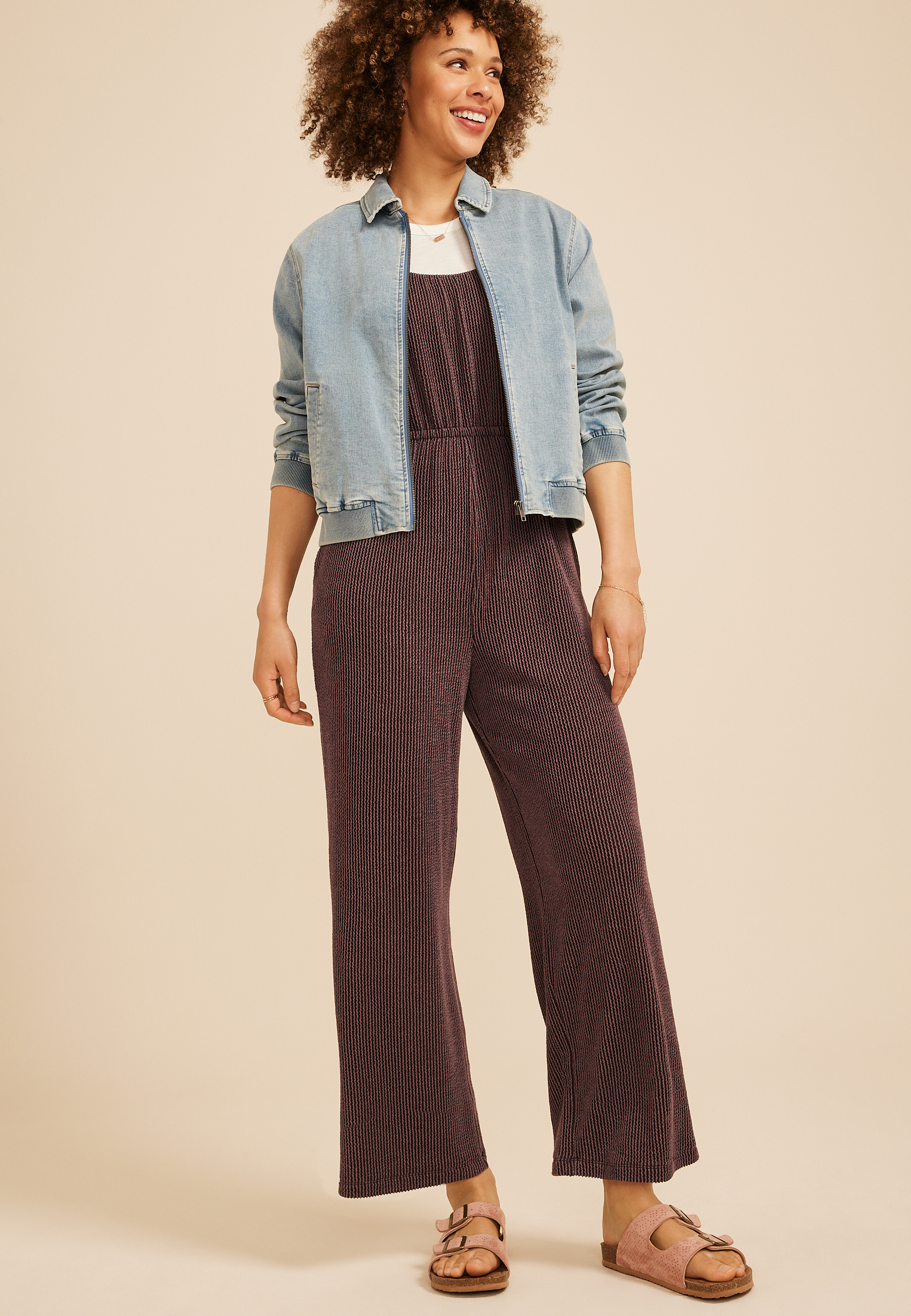 Textured Wavy Ribbed Jumpsuit - thumbnail 3