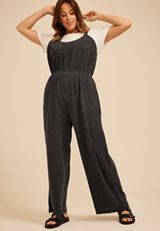 Plus Size Textured Wavy Ribbed Jumpsuit, C106, small