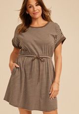 Plus Size 24/7 Striped Scoop Neck Mini Dress, C2514, small