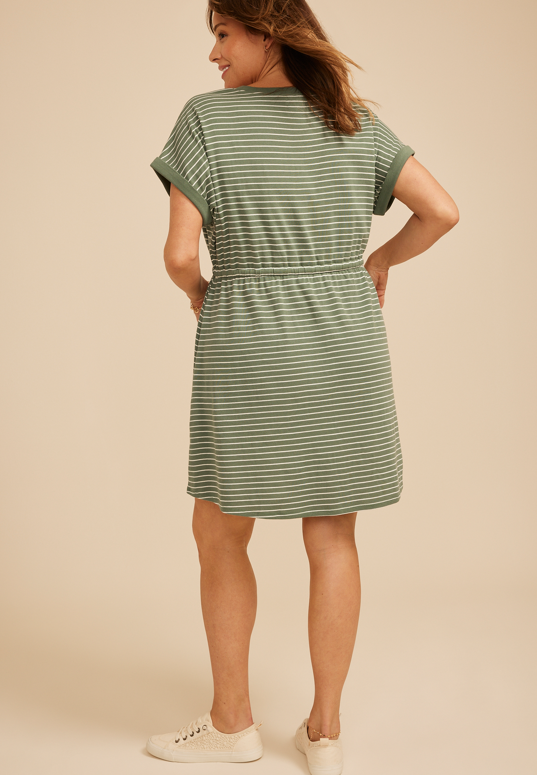 Plus Size 24/7 Striped Scoop Neck Mini Dress, C8260, large
