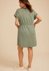Plus Size 24/7 Striped Scoop Neck Mini Dress, C8260, small