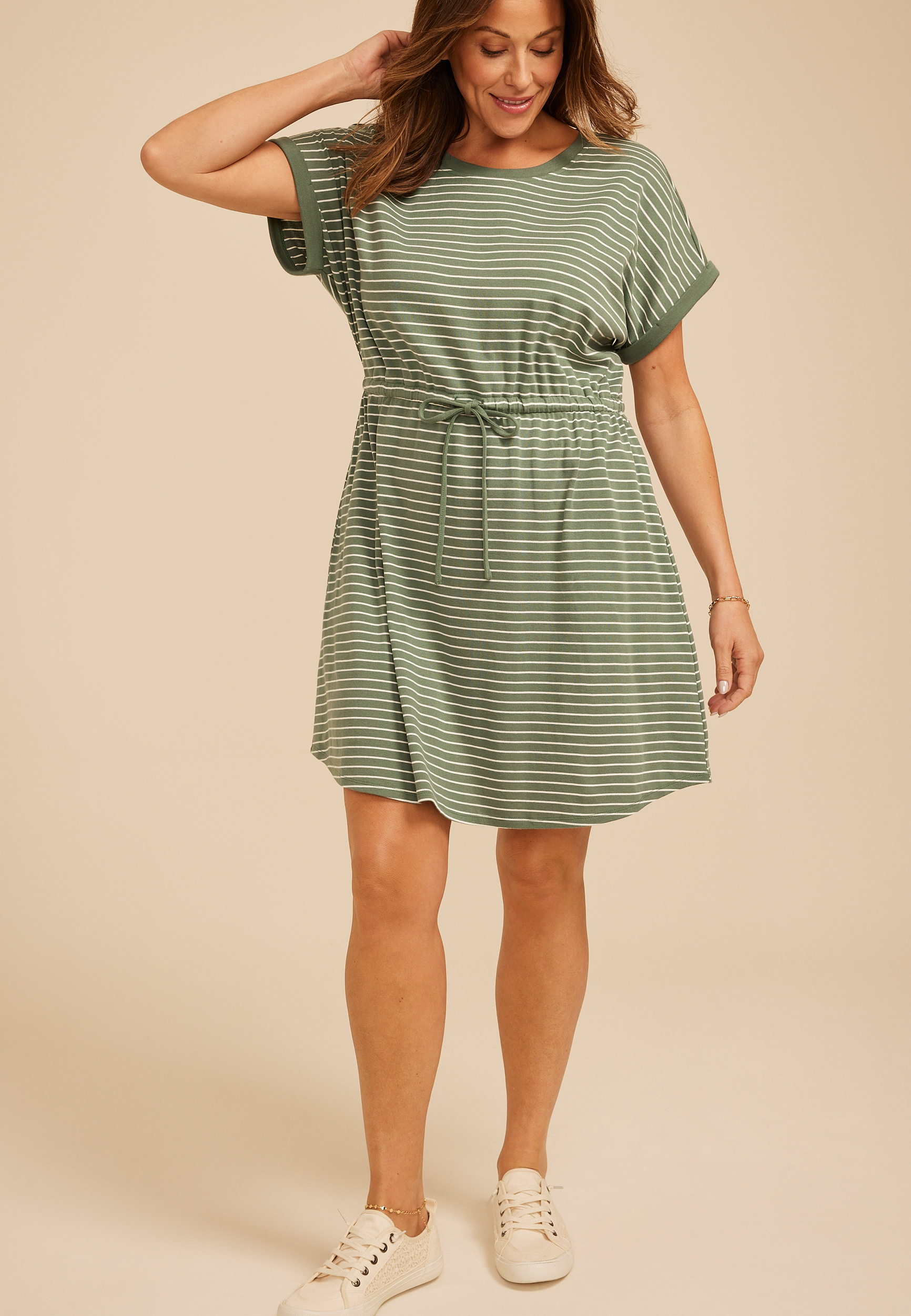 Plus Size 24/7 Striped Scoop Neck Mini Dress, C8260, large