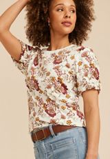 24/7 Bubble Sleeve Floral Print Tee, C1524, small