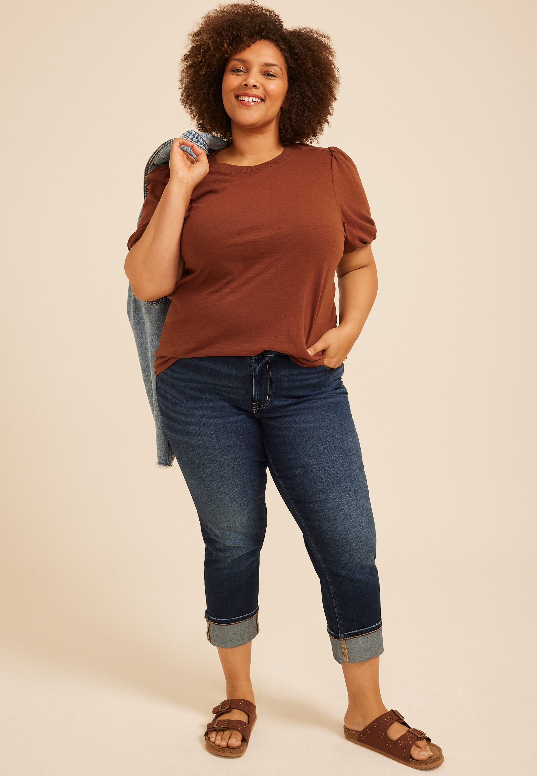 Plus Size 24/7 Bubble Sleeve Tee