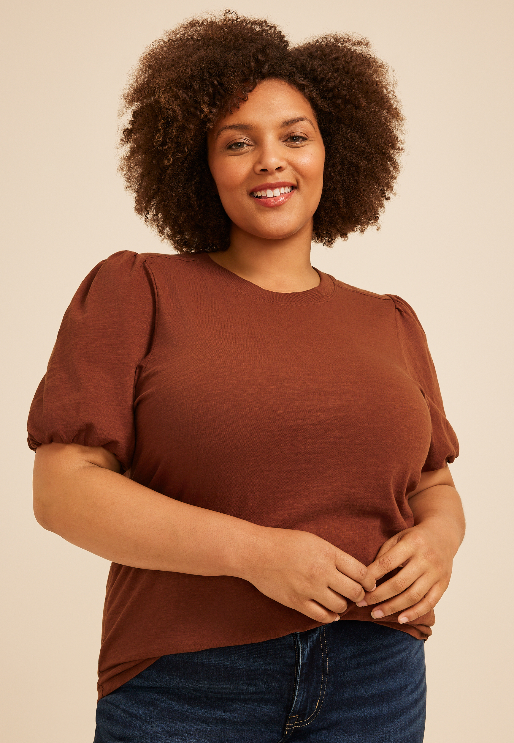 Plus Size 24/7 Bubble Sleeve Tee, C3917, large