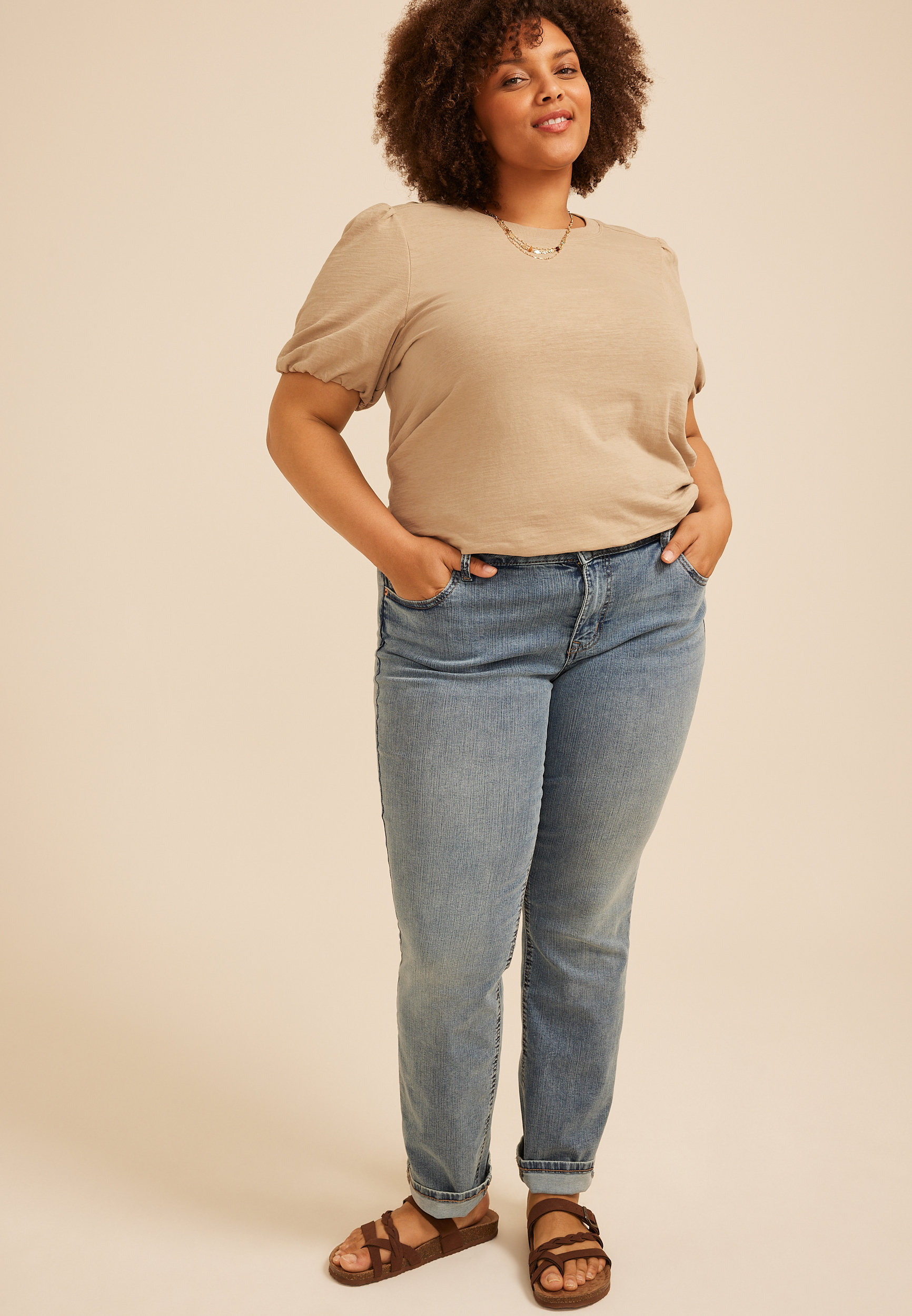 Plus Size 24/7 Bubble Sleeve Tee