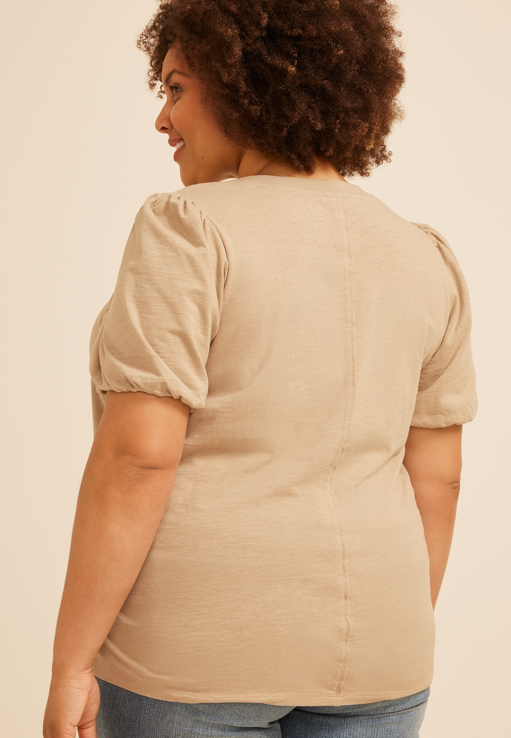 Plus Size 24/7 Bubble Sleeve Tee - thumbnail 8