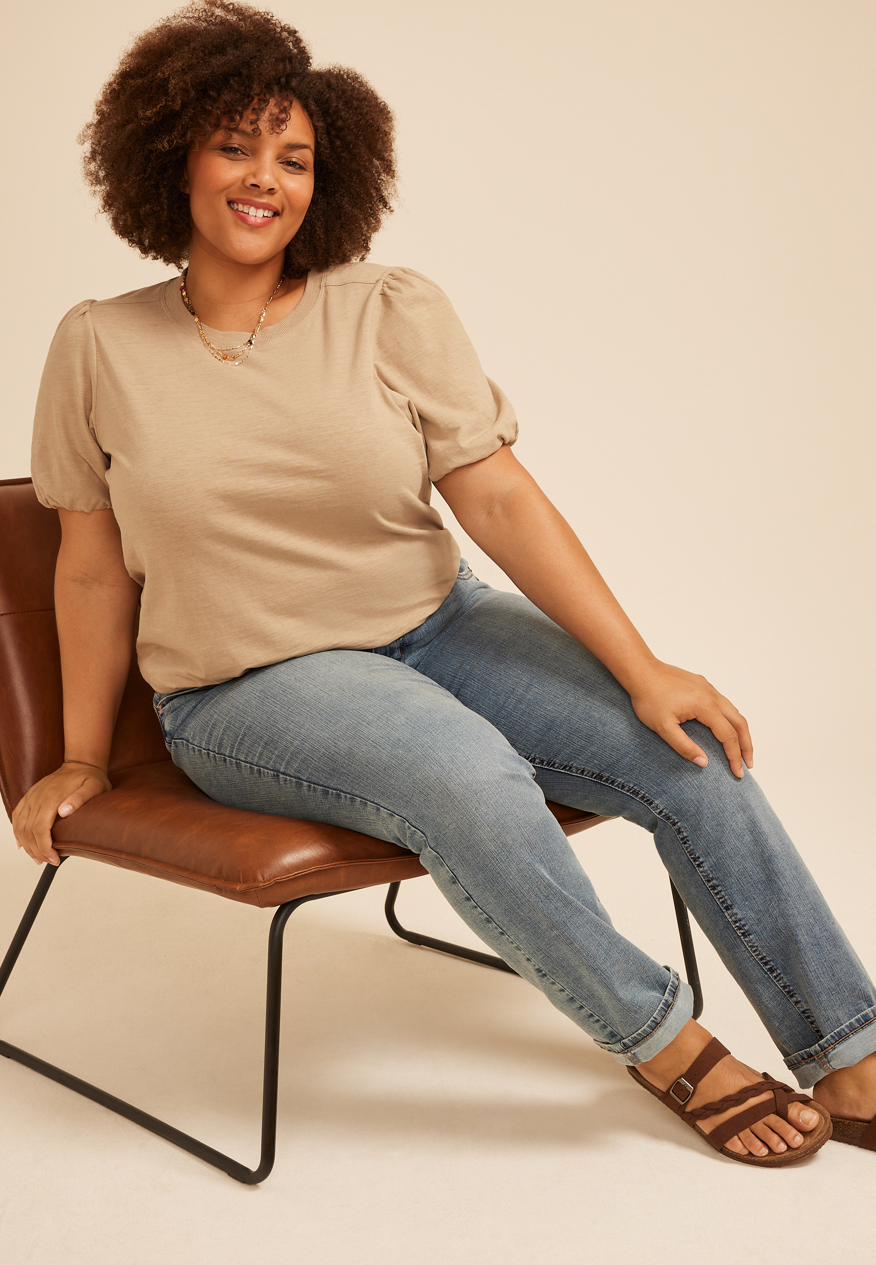 Plus Size 24/7 Bubble Sleeve Tee - thumbnail 9