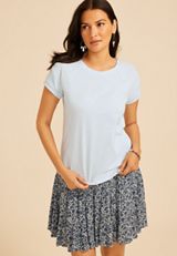 Lace Sleeve Crew Neck Tee, C9476, small