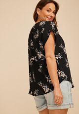 Plus Size Delton Floral Henley Blouse, C1756, small