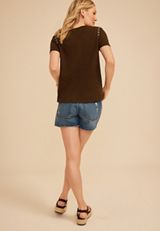 Studio Y Grommet Trim Tee, COFFEE BEAN, small