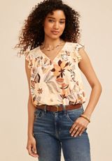 Crochet Shoulder Blouse, MULTI, small