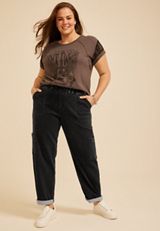 Plus Size m jeans by maurices&trade;  High Rise Black Knit Rolled Hem Jogger, C106, small