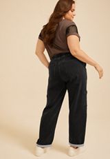 Plus Size m jeans by maurices&trade;  High Rise Black Knit Rolled Hem Jogger, C106, small