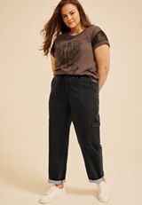 Plus Size m jeans by maurices&trade;  High Rise Black Knit Rolled Hem Jogger, C106, small