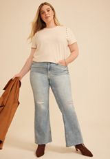 Plus Size Studio Y Grommet Trim Tee, C8232, small