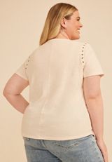 Plus Size Studio Y Grommet Trim Tee, C8232, small