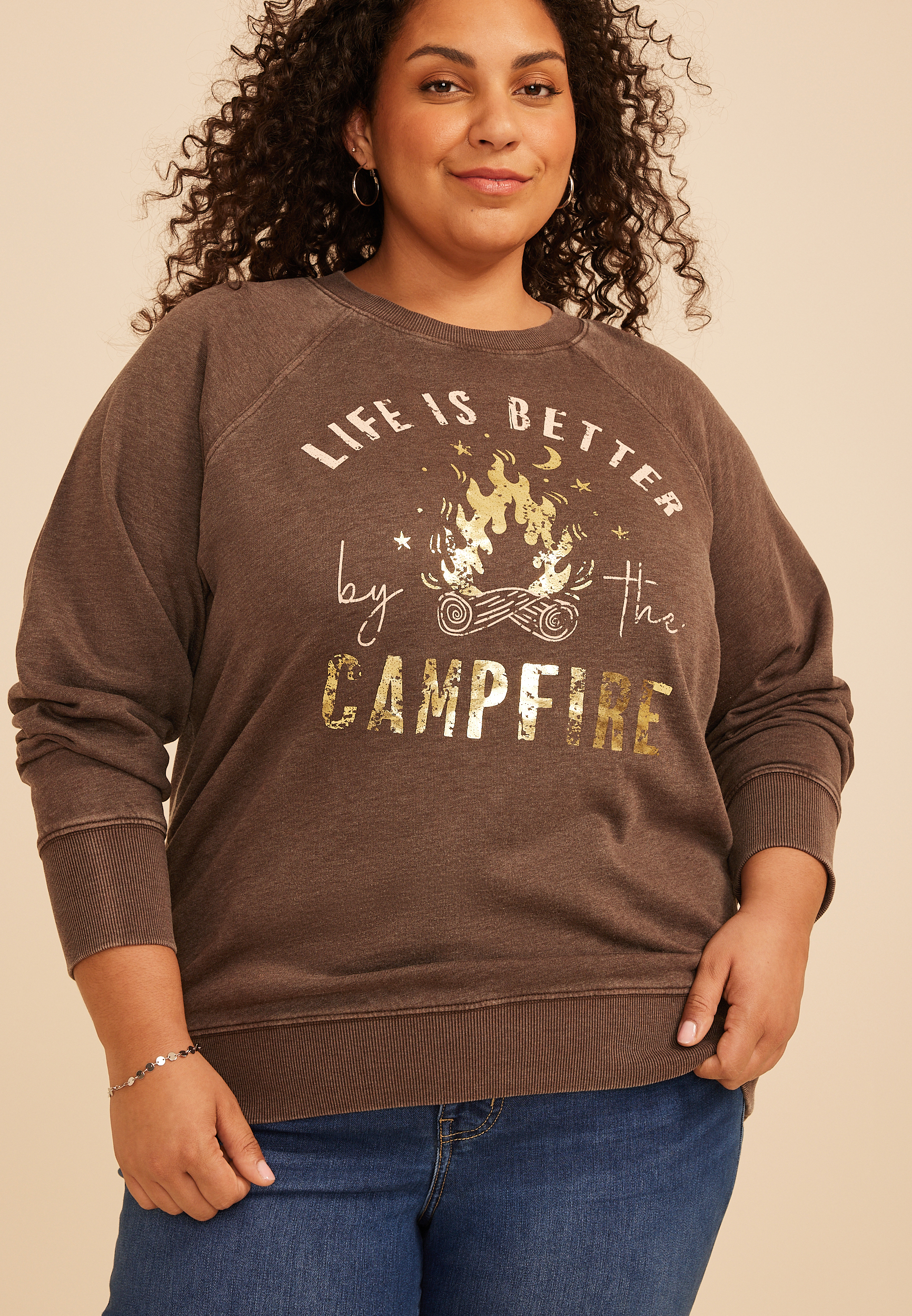 Plus Size Life Is Better By The Campfire Graphic Sweatshirt