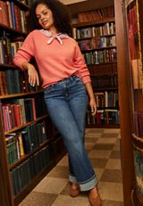 edgely&trade; High Rise Pocket Stitch Cuff Hem Relaxed Straight Jean, C3337, small