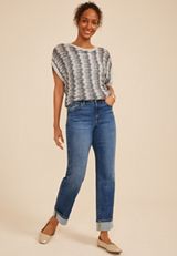 edgely&trade; High Rise Pocket Stitch Cuff Hem Relaxed Straight Jean, C3337, small