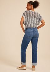 edgely&trade; High Rise Pocket Stitch Cuff Hem Relaxed Straight Jean, C3337, small