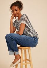 edgely&trade; High Rise Pocket Stitch Cuff Hem Relaxed Straight Jean, C3337, small