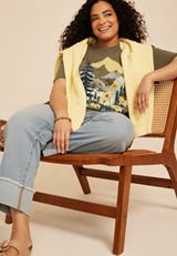 Plus Size Mountain Scene Relaxed Fit Graphic Tee, C4153, small
