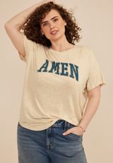 Plus Size  Amen Classic Fit Graphic Tee, OATMEAL HEATHER, small