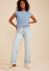 edgely&trade; High Rise Cuff Hem Relaxed Straight Leg Jean, C2806, small