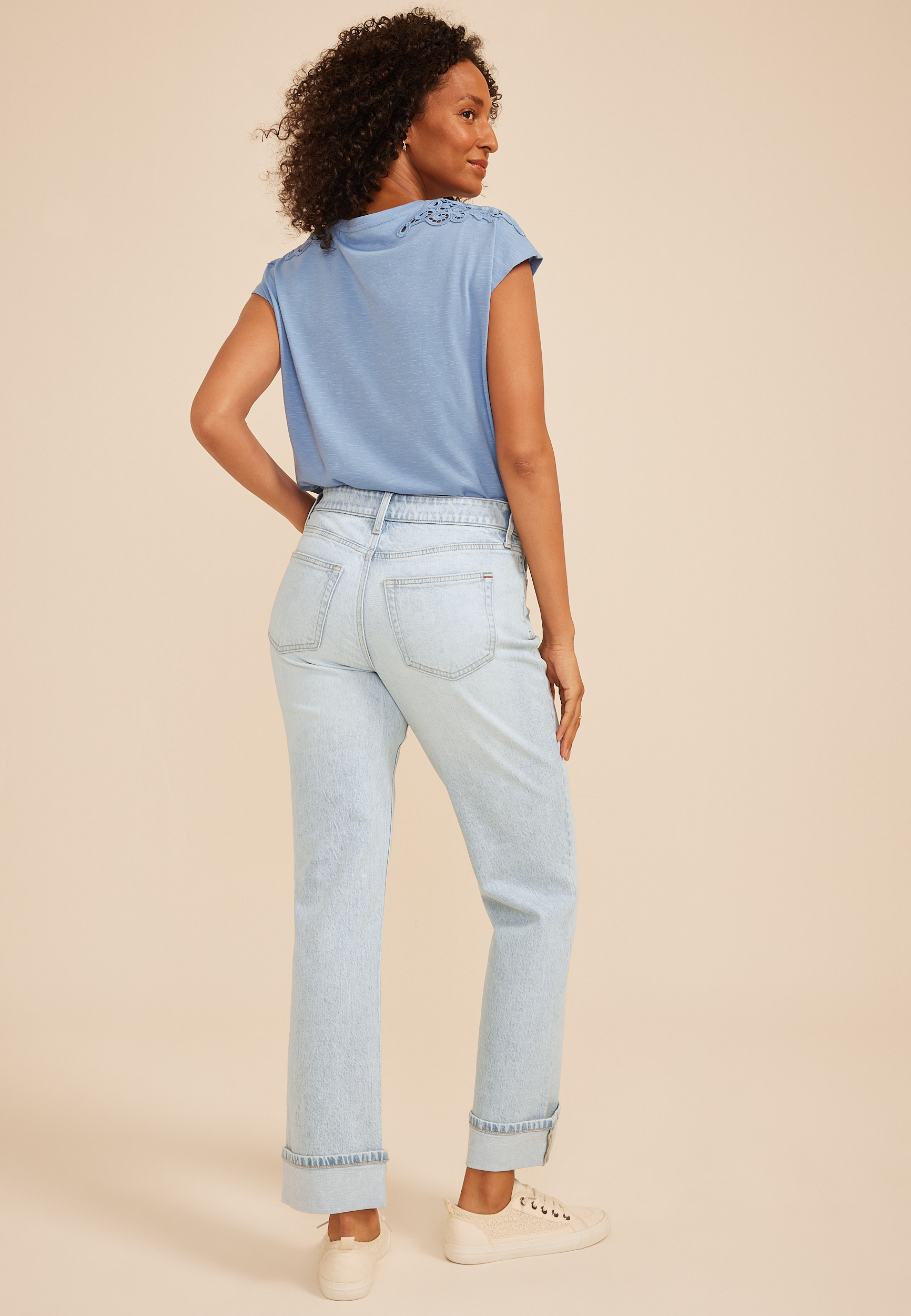 edgely&trade; High Rise Cuff Hem Relaxed Straight Leg Jean, C2806, large
