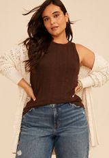 Plus Size 24/7 Variegated Ribbed Highline Tank Top, COFFEE BEAN, small
