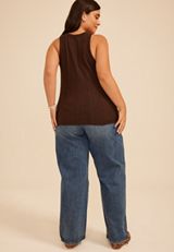 Plus Size 24/7 Variegated Ribbed Highline Tank Top, COFFEE BEAN, small