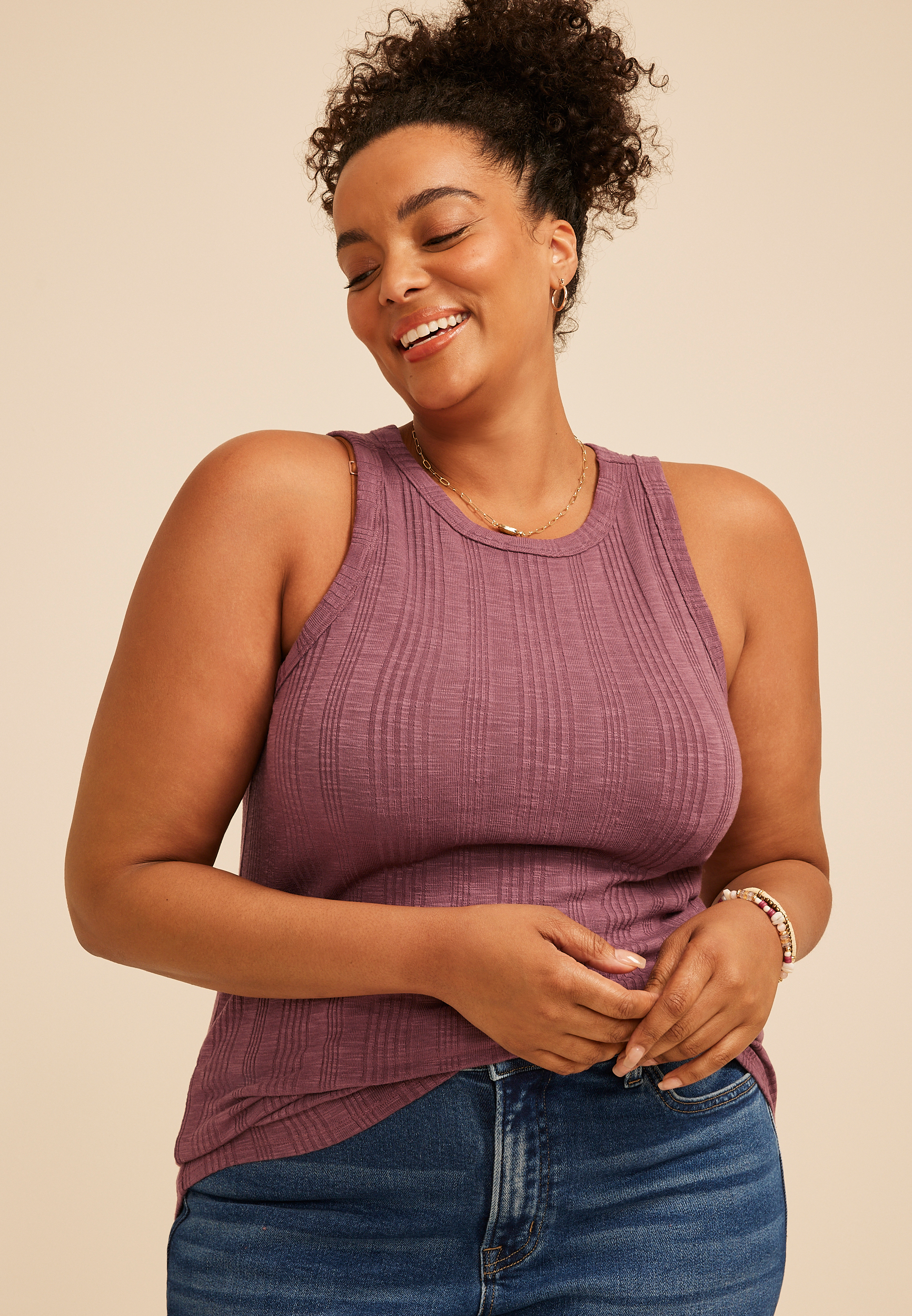 Plus Size 24/7 Variegated Ribbed Highline Tank Top
