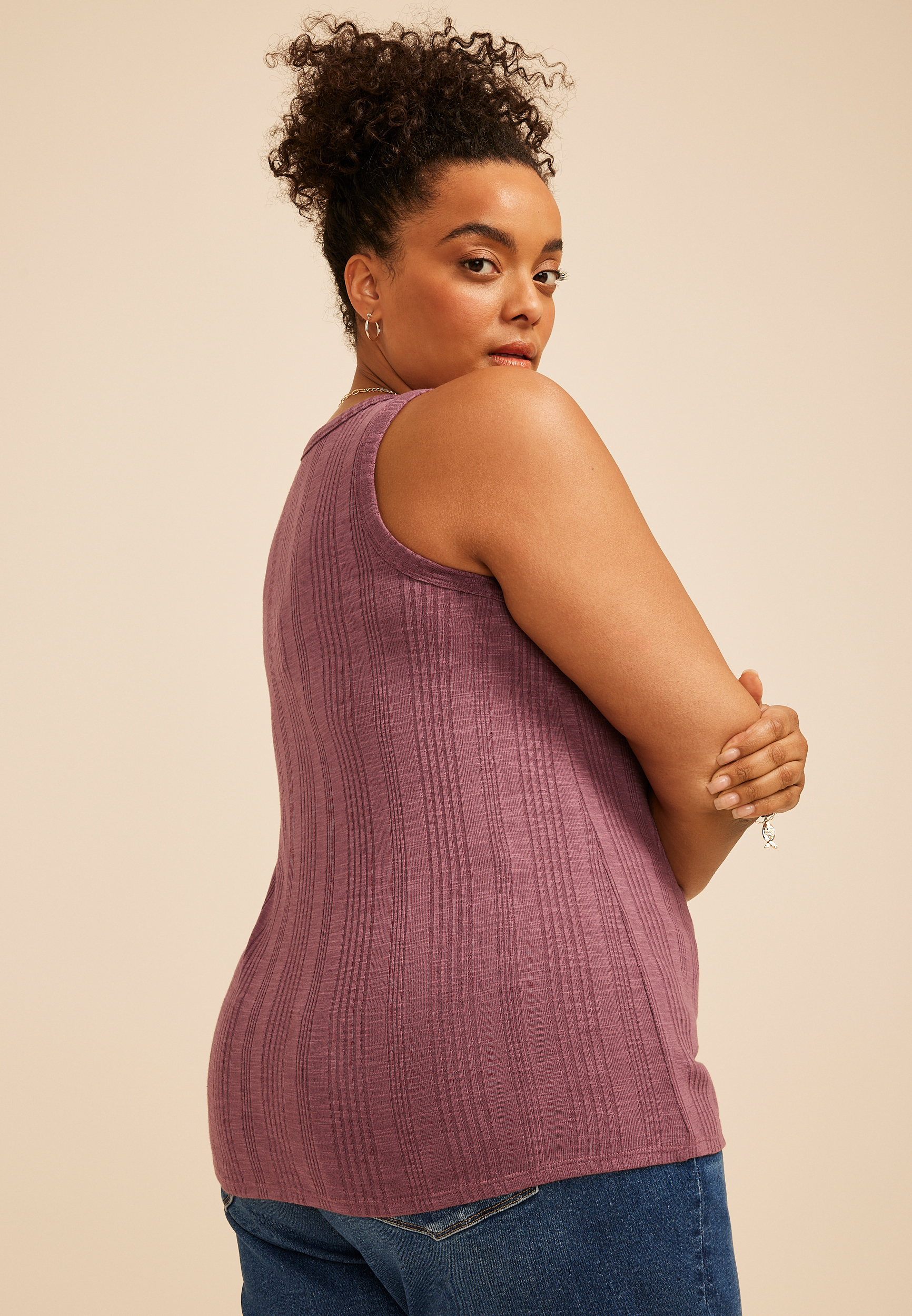 Plus Size 24/7 Variegated Ribbed Highline Tank Top - thumbnail 5