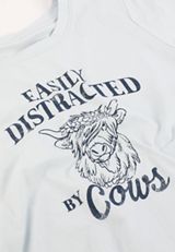 Easily Distracted By Cows Classic Fit Graphic Tee, C9476, small