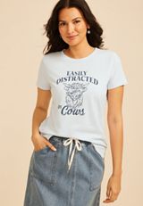 Easily Distracted By Cows Classic Fit Graphic Tee, C9476, small