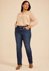 Plus Size Everflex&trade; Curvy Mid Rise Dark Slim Boot Jean, C258, small