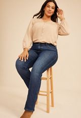 Plus Size Everflex&trade; Curvy Mid Rise Dark Slim Boot Jean, C258, small