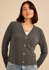 Ribbed V Neck Button Front Cardigan, C2820, small