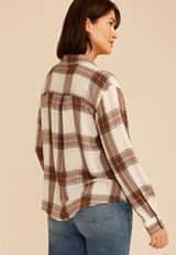 Pucker Plaid Button Down Shirt, C8478, small