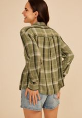 Pucker Plaid Button Down Shirt, C9017, small