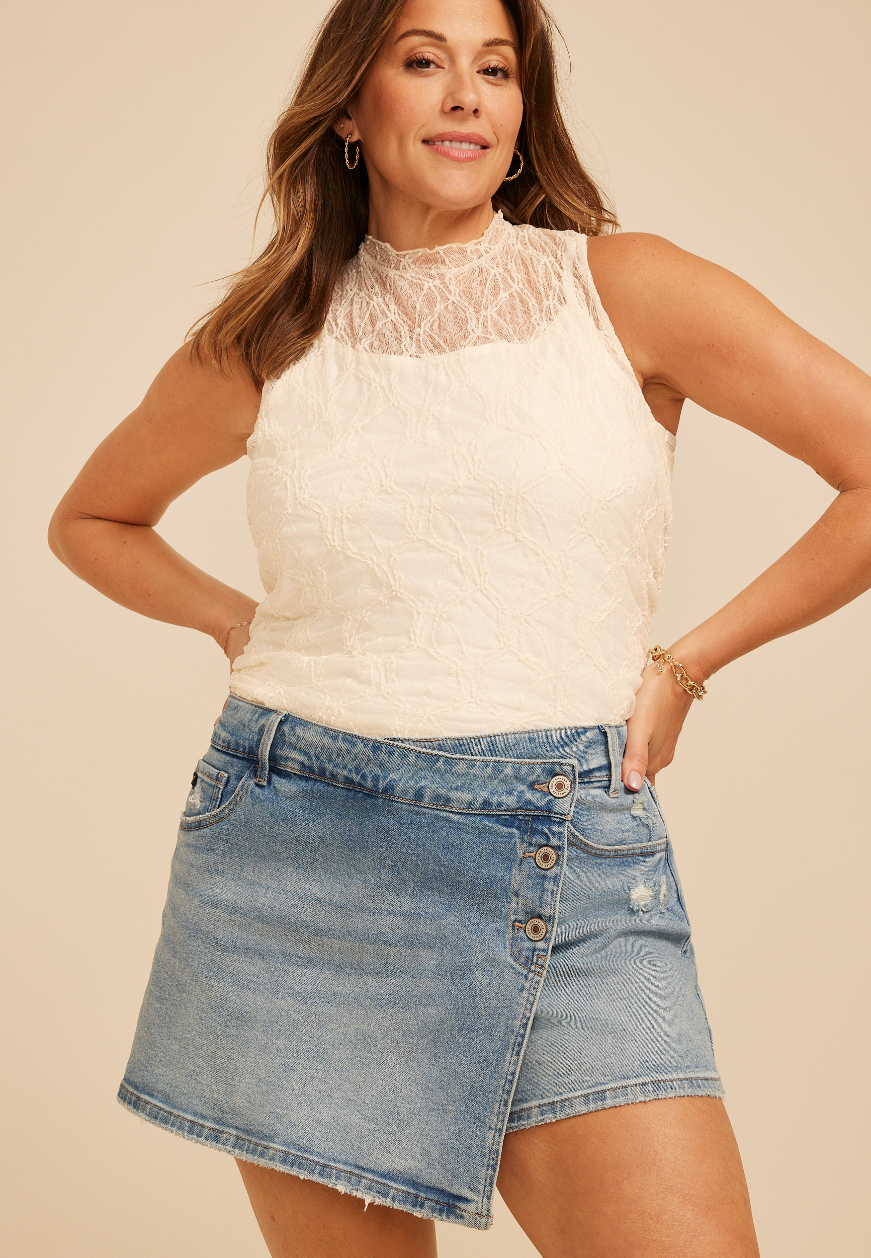 Plus Size Sheer Floral Lace Side Shirred Tank Top, C596, large