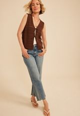 Textured Stripe Tie Front Vest, C6058, small